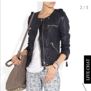Isabel Marant Etoile Kady Navy Leather Jacket 34